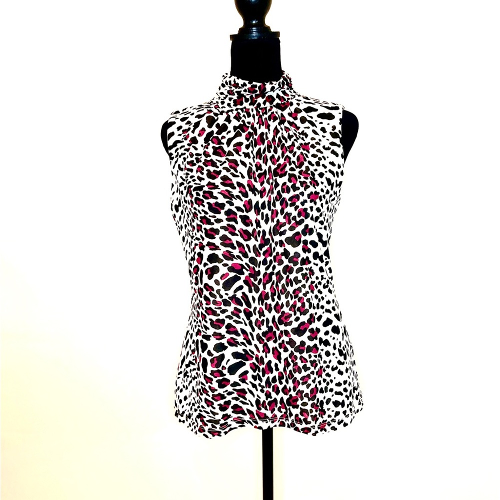 Sleeveless Pink on White ANIMAL PRINT
